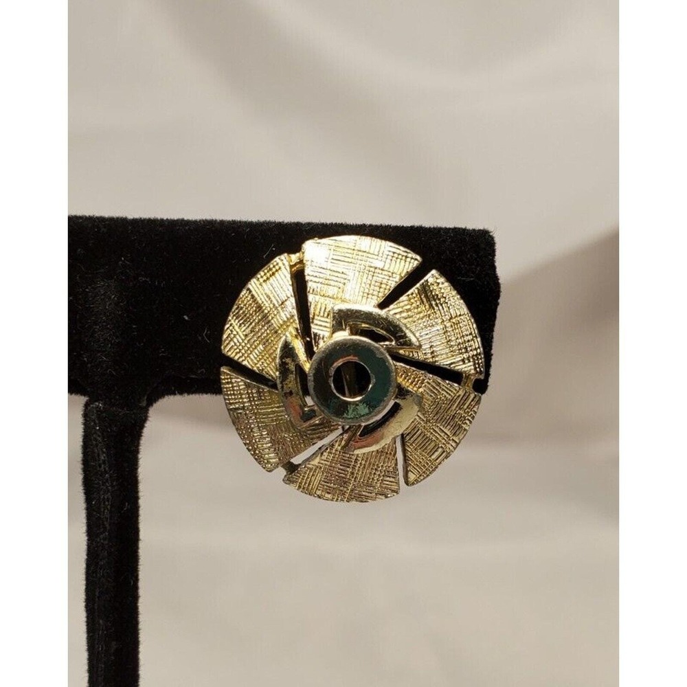 VTG Lisner Earrings Silver Tone Pinwheel Screw Back Mid Century MCM Round 7/8" - Picture 3 of 11